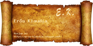 Erős Klaudia névjegykártya